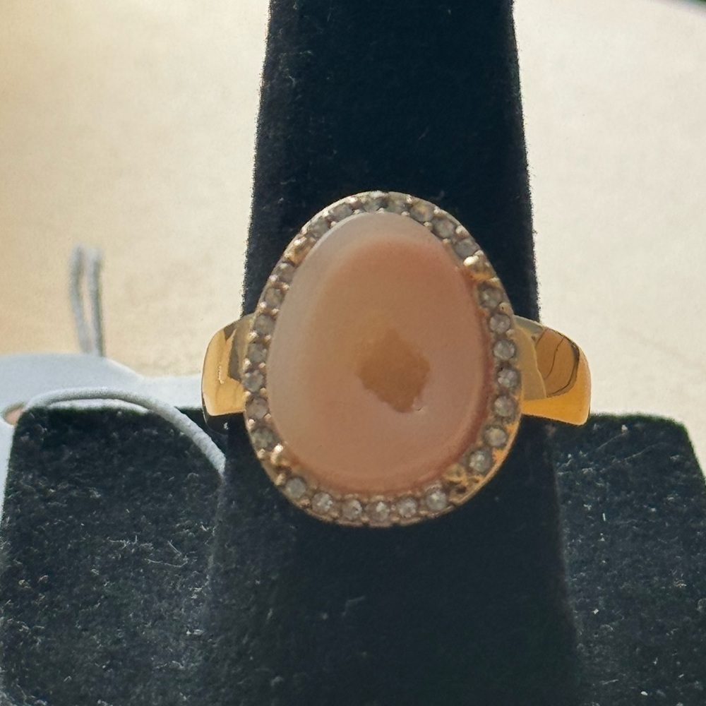 SZ 7 Gold Plated Blue Tear Drop Ring